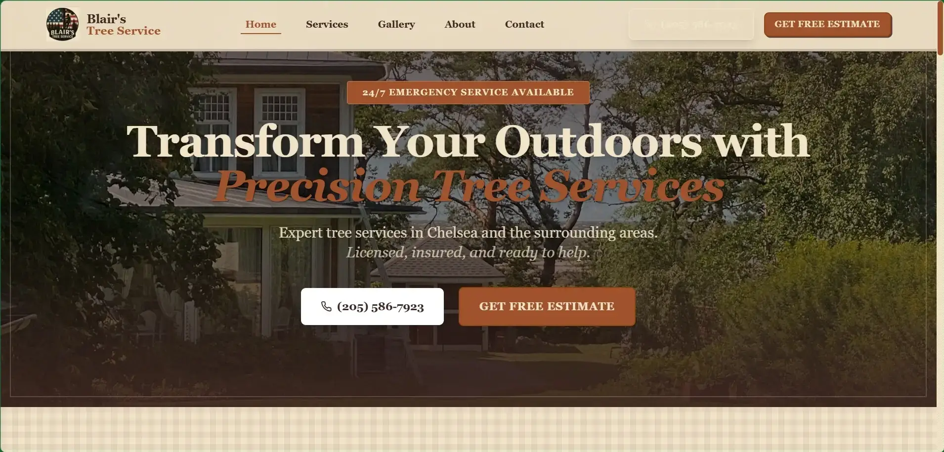 Blair's Tree Service website design by Page One Insights