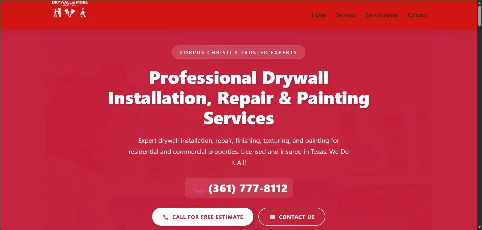 DRYWALL & MORE Services LLC website design by Page One Insights