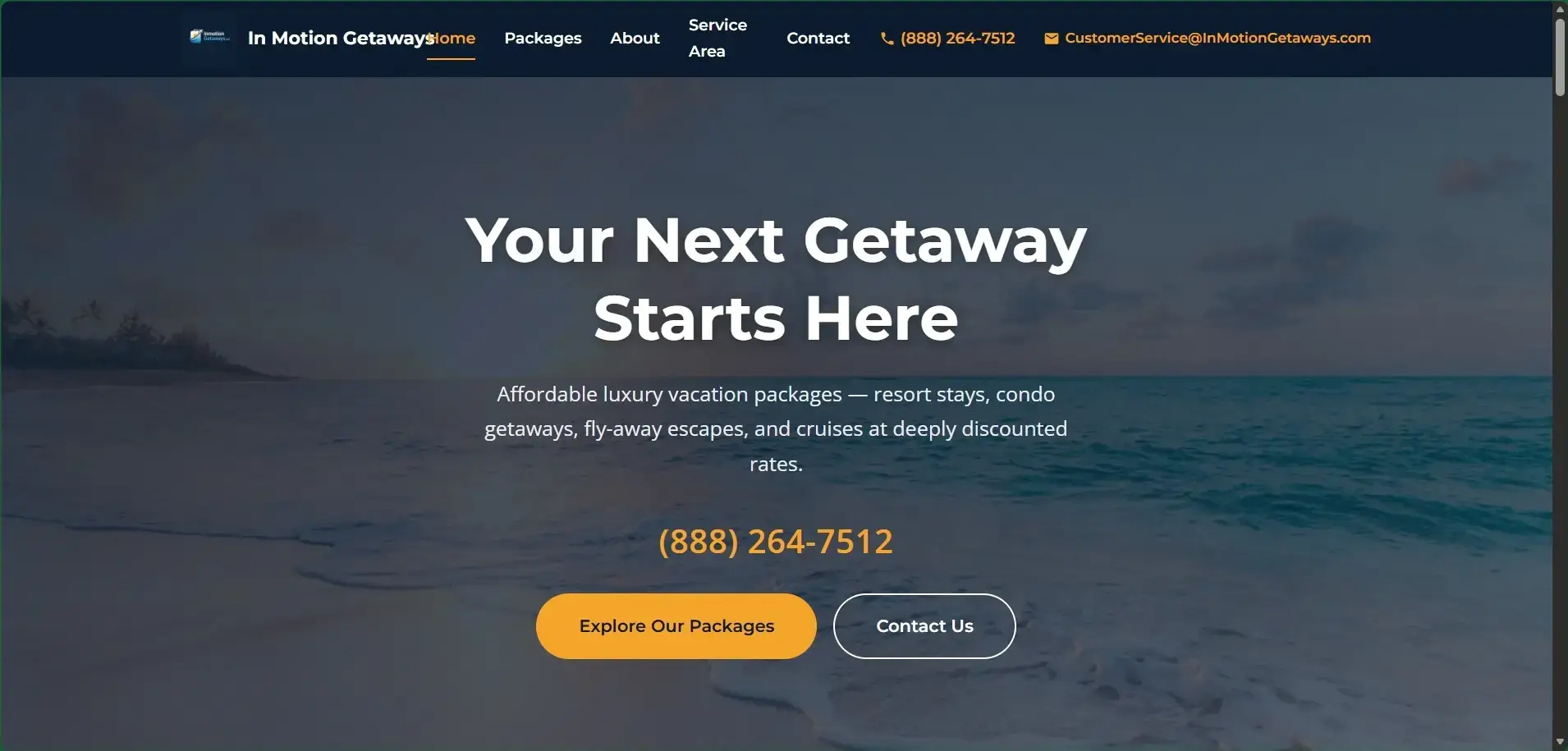 In Motion Getaways, LLC website design by Page One Insights