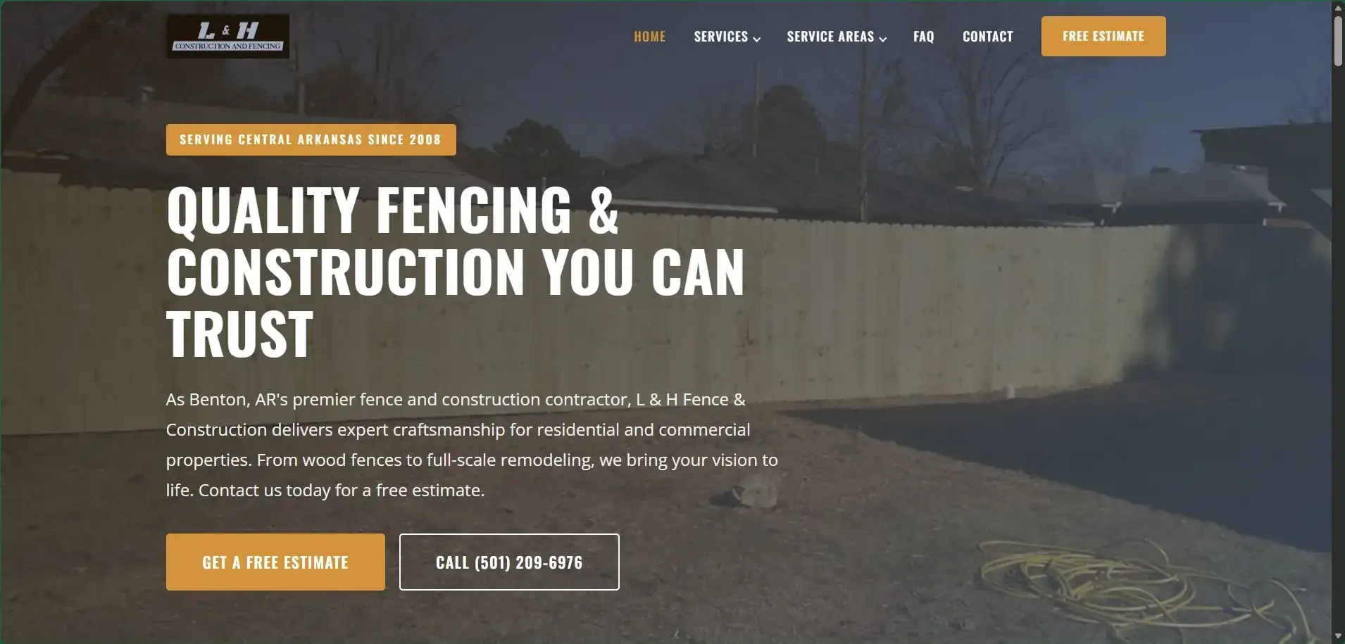 L & H Fence & Construction website design by Page One Insights