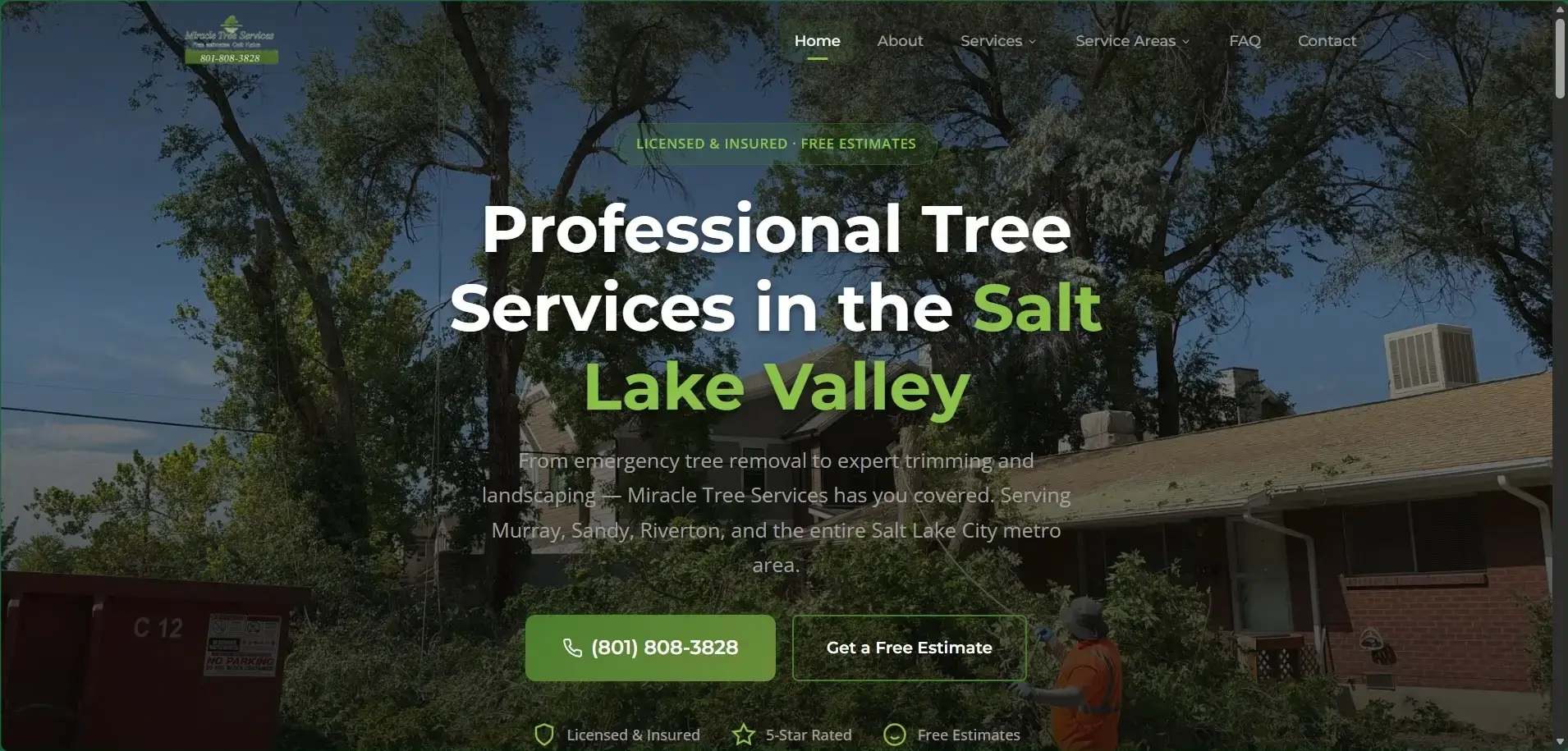 Miracle Tree Services website design by Page One Insights