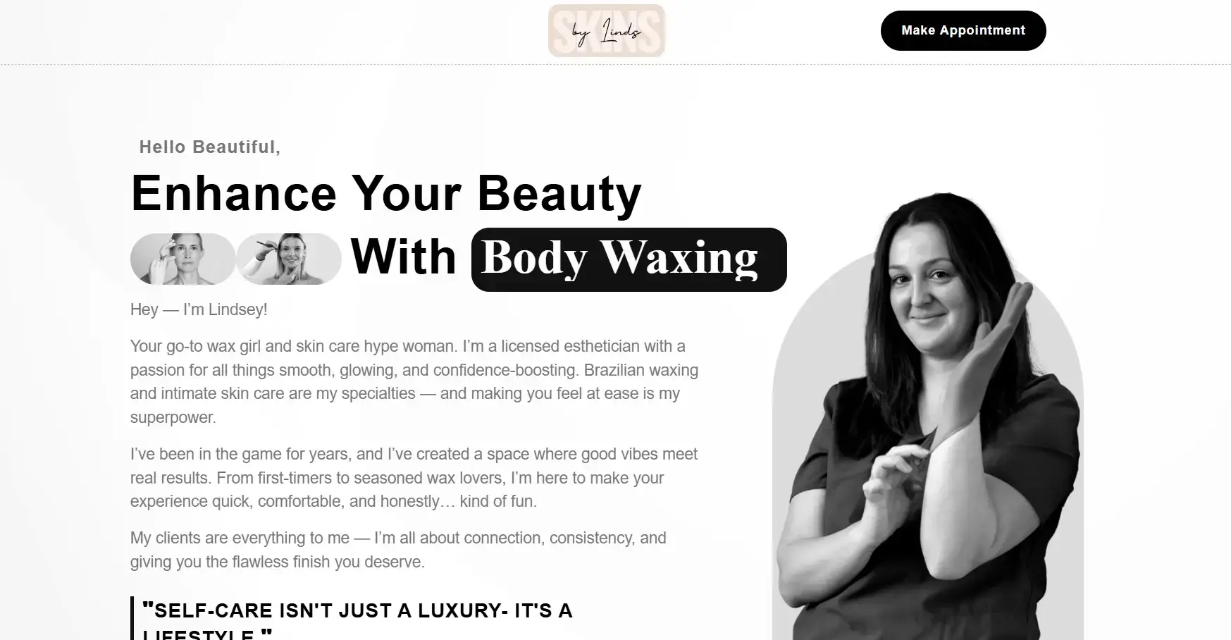 Skins by Linds website design by Page One Insights