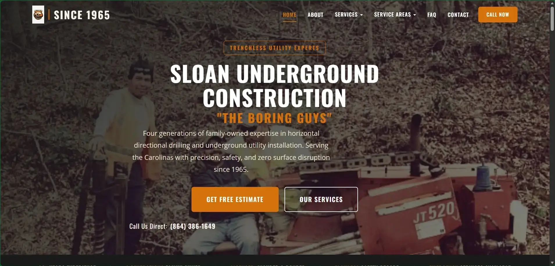 Sloan Underground Construction website design by Page One Insights