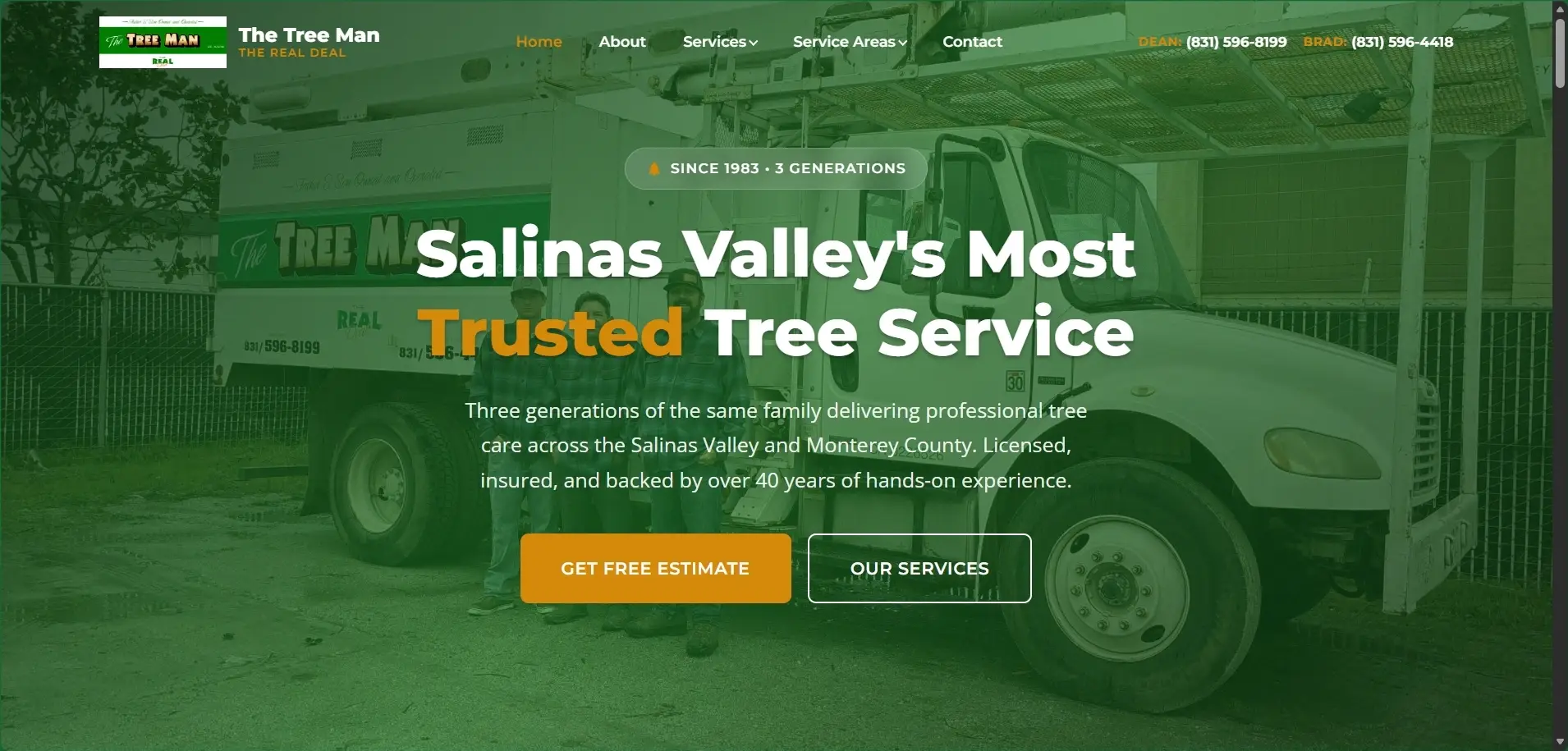 The Tree Man — The Real Deal website design by Page One Insights