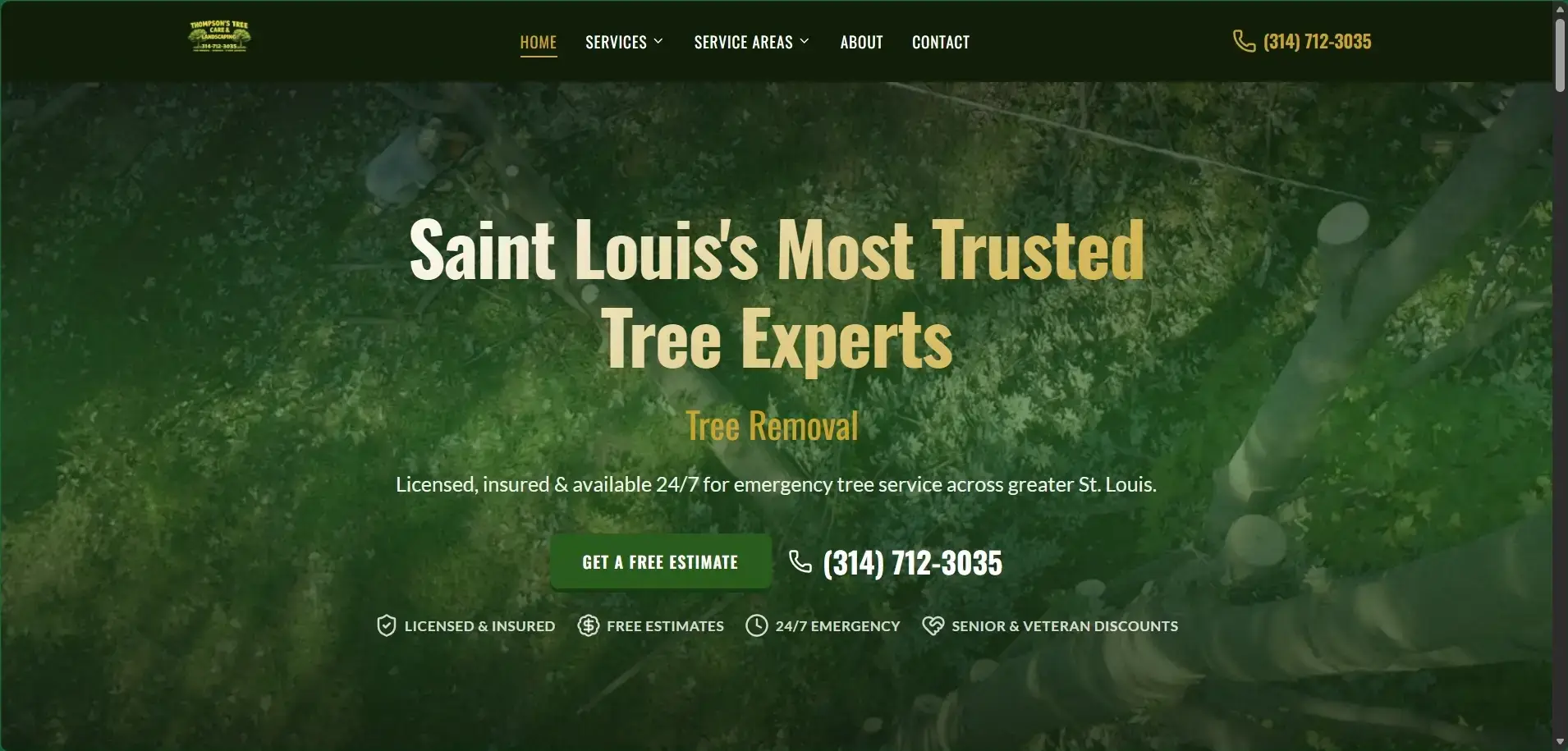 Thompson's Tree Care & Landscaping website design by Page One Insights