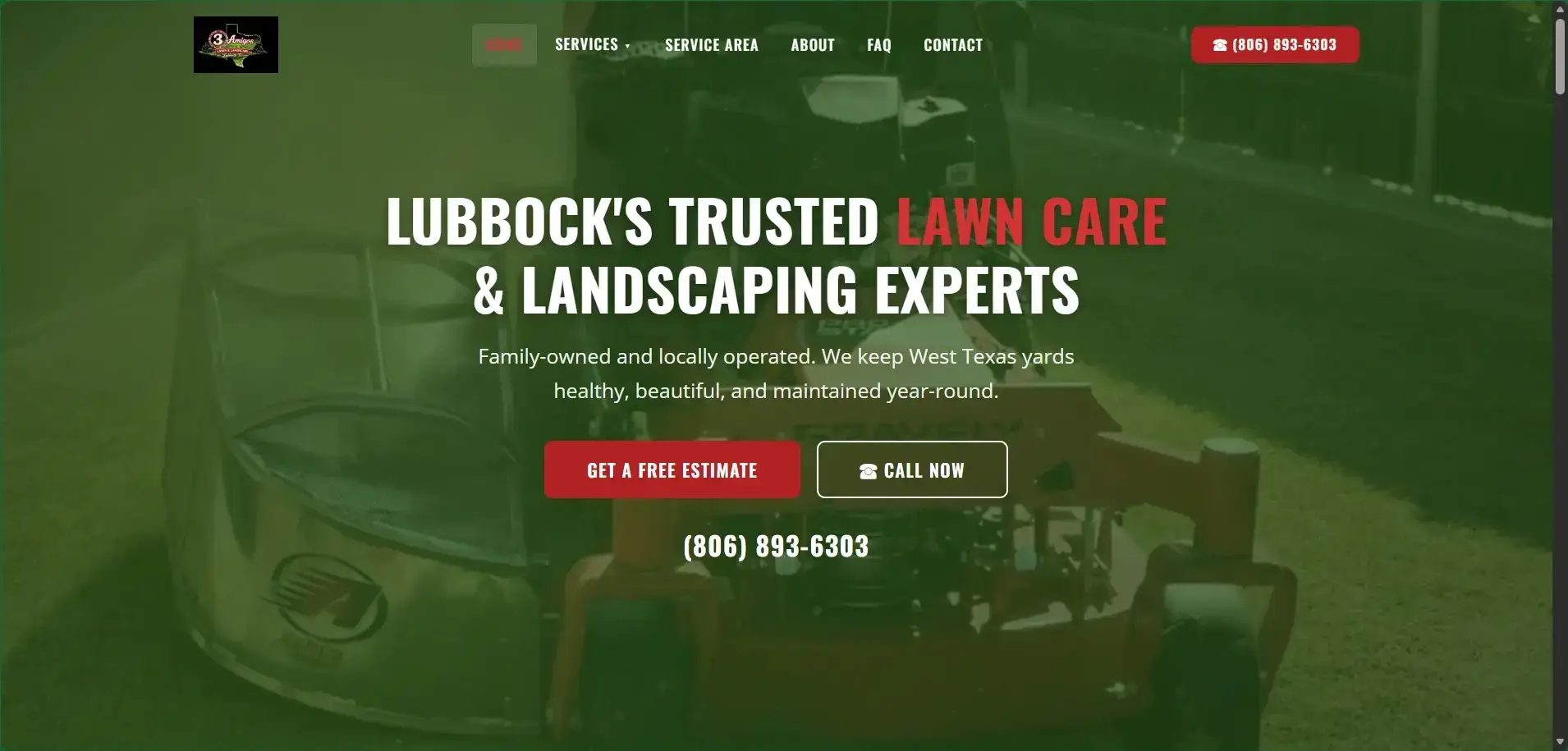 Three Amigos Lawn & Landscape website design by Page One Insights